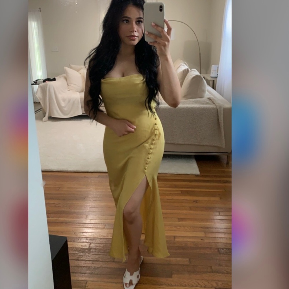 Zara mustard satin dress